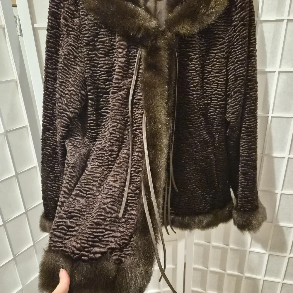 Vintage Brown Faux Fur Coat Sz L - Picture 5 of 15